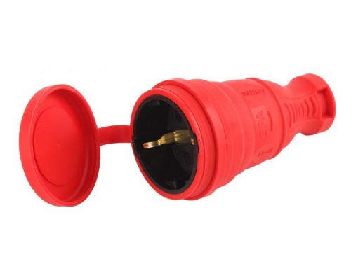 Разъем каучуковый R8-RED-IP44 с/з прямой 16А IP44 красн. Эра Б0044548