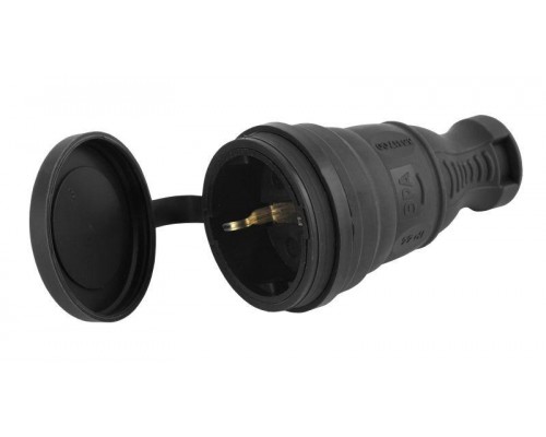 Разъем каучуковый с заземл. прям. 16А IP44 черн. Эра Б0044541