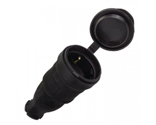 Розетка переносная 16А IP44 230В 2P+PE с защ. крышкой каучук Basic EKF RPS-012-16-230-44
