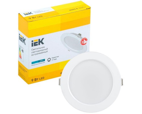 Светильник светодиодный ДВО 1612 9Вт 4000К IP20 круг бел. IEK LDVO0-1612-09-4000-K01