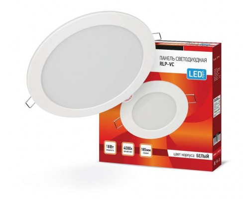 Светильник светодиодный RLP-VC 18Вт 230В 4000К 1440лм 185мм бел. (Аналог Downlight) IP40 IN HOME 4690612023373