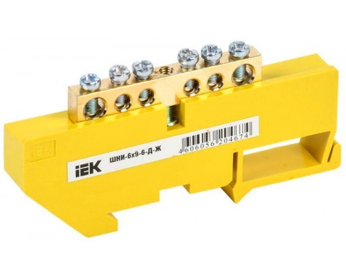 Шина PE "земля" на DIN-изоляторе ШНИ-6х9-6-Д-Ж IEK YNN10-69-6D-K05