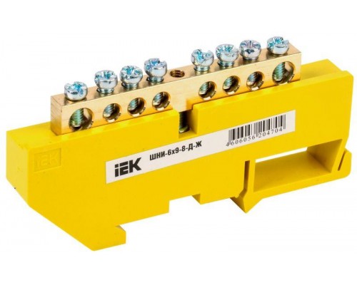 Шина PE "земля" на DIN-изол. ШНИ-6х9-8-Д-Ж IEK YNN10-69-8D-K05