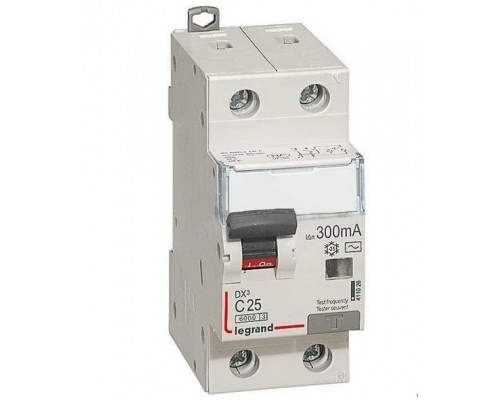 Дифференциальный автоматический выключатель DX3 1П+Н C25А 300MA-AC (арт. 411026)