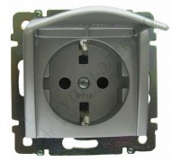 Valena Розетка силовая 2К+З с откидной крышкой 16А,250V, цвет: Алюминий (арт. 770122)