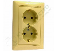 Valena Розетка силовая двойная 2X2К+З со шторками, в сборе, цвет: Слоновая кость (арт. 774371)