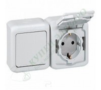Выключатель + Розетка IP44, цвет: Белый (арт. 782318)