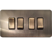 Выключатель/переключатель четырёхклавишный 10А-250В, серия Excellent, цвет Античная латунь