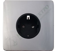 Розетка с заземлением и шторкамии 16А-250В, серия Excellent, цвет Полированая сталь
