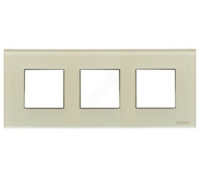 Рамка 3-постовая, 2-модульная, серия Zenit, стекло Жемчужное (арт. N2273 CP)