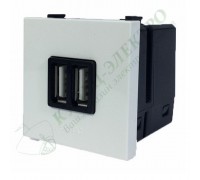Механизм USB зарядного устройства, 2М, 2х750 мА / 1х1500 мА, серия Zenit, цвет альпийский белый (арт. N2285 BL)