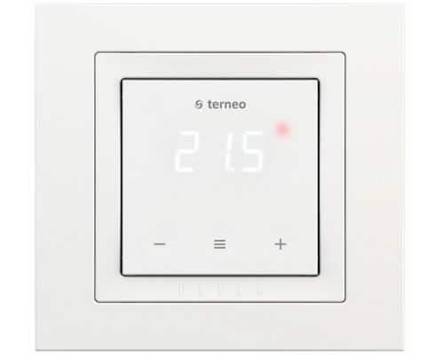 Сенсорный терморегулятор Terneo s unic с рамкой серии Unica производства Schneider Electric, цвет белый