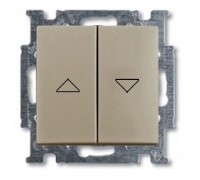 Basic 55 Выключатель для жалюзи в сборе с лицевой панелью, 1 полюс, с фиксацией (с механической блокировкой клавиш), цвет: Шампань (2006/4 UC-93-507)