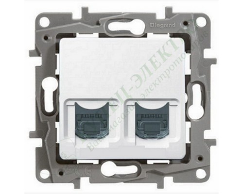 Розетка компьютерная (информационная) RJ11+RJ45 кат. 5UTP, цвет белый (арт. 672252)