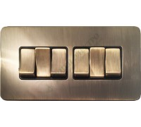 Выключатель/переключатель шестиклавишный 10А-250В, серия Excellent, цвет Античная латунь