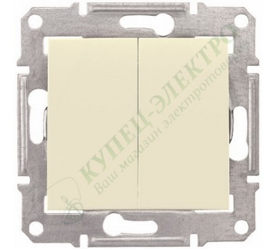 Переключатель двухклавишный, цвет бежевый, (арт.SDN0600147)
