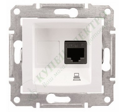 Розетка компьютерная (RJ45) 5e, неэкранированная UTP, цвет белый, (арт.SDN4300121)