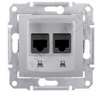 Розетка компьютерная (RJ45) двойная, 5e, неэкранированная UTP, цвет алюминий, (арт.SDN4400160)