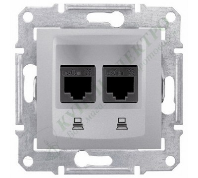 Розетка компьютерная (RJ45) двойная, 5e, неэкранированная UTP, цвет алюминий, (арт.SDN4400160)
