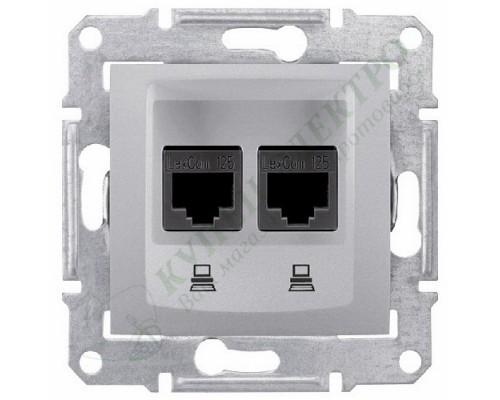 Розетка компьютерная (RJ45) двойная, 5e, неэкранированная UTP, цвет алюминий, (арт.SDN4400160)