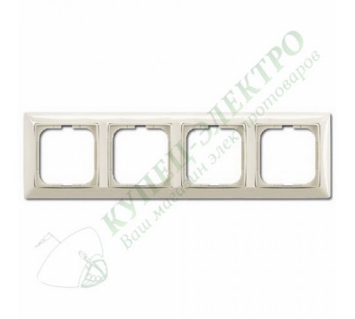 Basic 55 Рамка с декоративной накладкой, 4 поста, цвет: Слоновая кость (1725-0-1487)