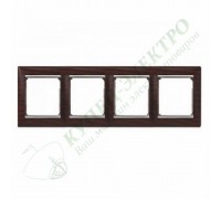 Рамка Valena 4 поста (арт. 770374), цвет: Тёмное дерево/Серебряный штрих