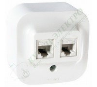 Розетка компьютерная двойная 2XRJ45, категория 5е, UTP, цвет: Белый (арт. 782228)