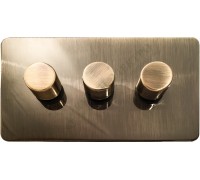 Светорегулятор трёхклавишный проходной 250В. 500Вт LED 100Вт, серия Excellent, цвет Античная латунь