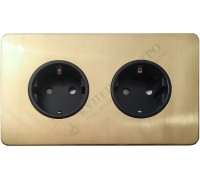 Розетка двойная с заземлением и шторкамии 16А-250В, серия Excellent, цвет Матовая латунь