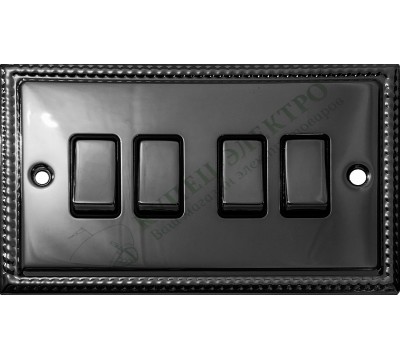 Выключатель/переключатель четырёхклавишный 10А-250В, серия Grant, цвет Черный никель