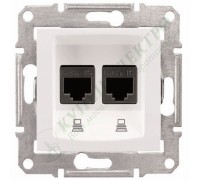 Розетка компьютерная (RJ45) двойная, 5e, неэкранированная UTP, цвет белый, (арт.SDN4400121)