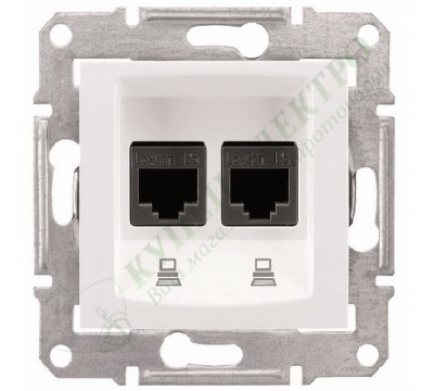 Розетка компьютерная (RJ45) двойная, 5e, неэкранированная UTP, цвет белый, (арт.SDN4400121)