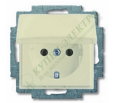 Basic 55 Розетка силовая SCHUKO 2К+З, 16А, 250В, с крышкой, цвет: Слоновая кость (20 EUK-92-507)