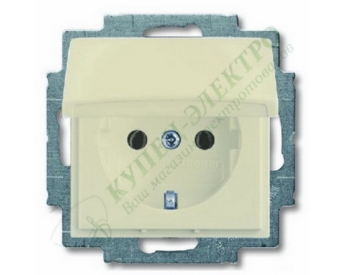 Basic 55 Розетка силовая SCHUKO 2К+З, 16А, 250В, с крышкой, цвет: Слоновая кость (20 EUK-92-507)