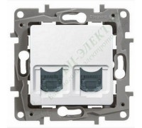 Розетка компьютерная (информационная) RJ45 двойная Кат.6 UTP, цвет белый (арт. 672254)