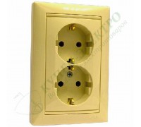 Valena Розетка силовая двойная 2X2К+З в сборе, цвет: Слоновая кость (арт. 774370)