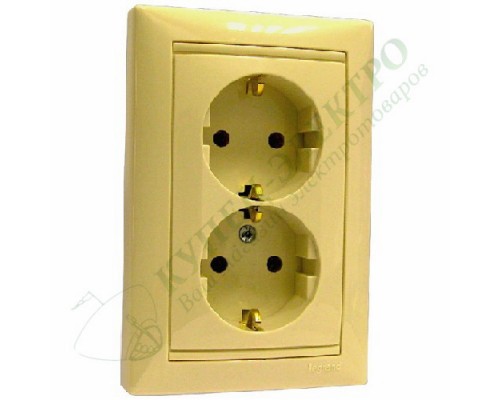 Valena Розетка силовая двойная 2X2К+З в сборе, цвет: Слоновая кость (арт. 774370)