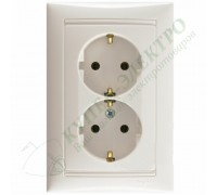 Valena Розетка силовая двойная 2X2К+З в сборе, цвет: Белый (арт. 774400)