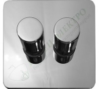 Светорегулятор двухклавишный проходной 250В. 500Вт LED 100Вт, серия Excellent, цвет Полированая сталь