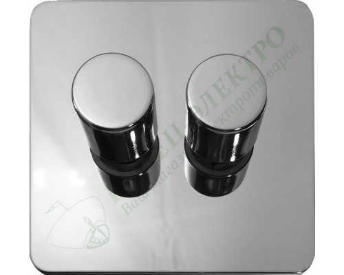 Светорегулятор двухклавишный проходной 250В. 500Вт LED 100Вт, серия Excellent, цвет Полированая сталь