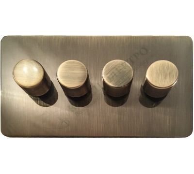 Светорегулятор четырёхклавишный проходной 250В. 500Вт LED 100Вт, серия Excellent, цвет Античная латунь