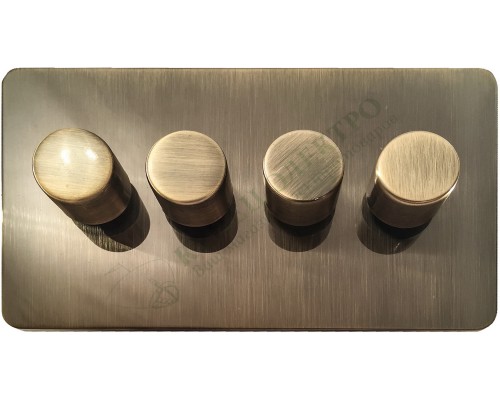 Светорегулятор четырёхклавишный проходной 250В. 500Вт LED 100Вт, серия Excellent, цвет Античная латунь