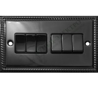 Выключатель/переключатель шестиклавишный 10А-250В, серия Grant, цвет Черный никель