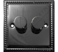 Светорегулятор двухклавишный проходной 250В. 500Вт LED 100Вт, серия Grant, цвет Черный никель