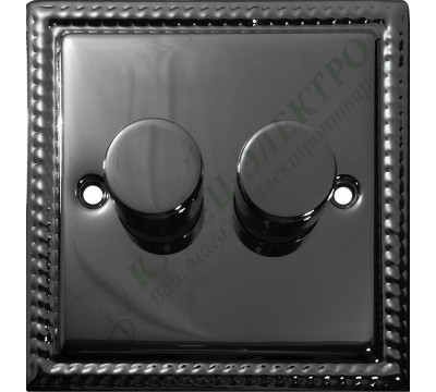 Светорегулятор двухклавишный проходной 250В. 500Вт LED 100Вт, серия Grant, цвет Черный никель