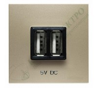 Механизм USB зарядного устройства, 2М, 2х750 мА / 1х1500 мА, серия Zenit, цвет шампань (арт. N2285 CV)