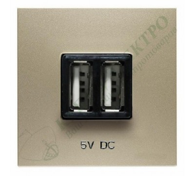 Механизм USB зарядного устройства, 2М, 2х750 мА / 1х1500 мА, серия Zenit, цвет шампань (арт. N2285 CV)