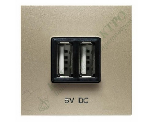 Механизм USB зарядного устройства, 2М, 2х750 мА / 1х1500 мА, серия Zenit, цвет шампань (арт. N2285 CV)