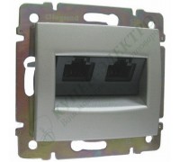 Valena Розетка информациолнная RJ45 UTP, категория 5е, 2 выхода, с захватами, цвет: Алюминий (арт. 770231)