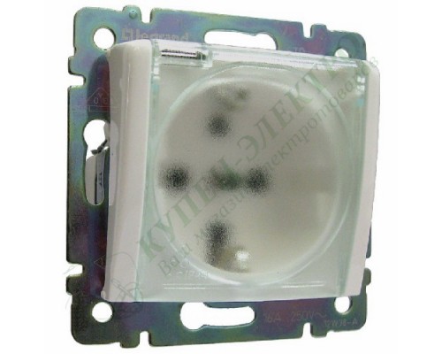 Valena Розетка силовая 2К+З со шторками, 16А, 250V, IP44, цвет: Белый (арт. 774220)